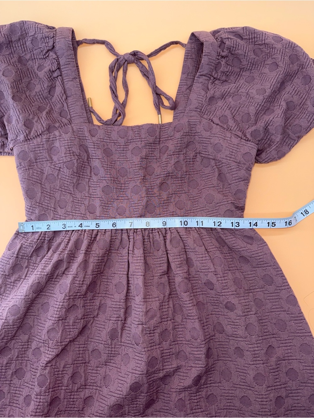 Madewell Mauve Floral Quilted Puff-Sleeve Square-Neck Mini Dress‎ - Picture 9 of 11